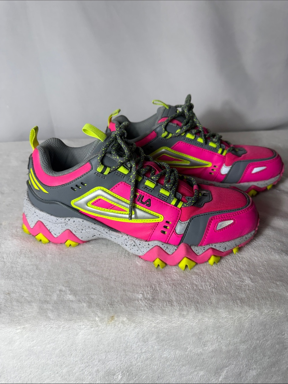 Fila Women’s Sneakers in Hot Pink, Gray and Neon Yellow